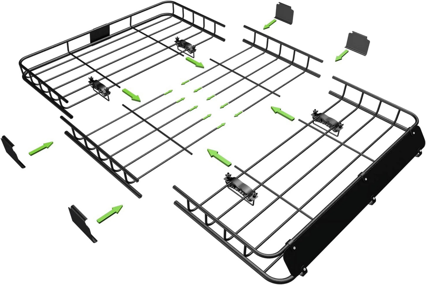 Thten Heavy Duty 64"x 39" Roof Rack, Rooftop Cargo Carrier Basket with Waterproof Bag, Tie Down Sizetrap, Net, Rack Extension and Car Top Luggage Holder for SizeUV, 150lb Capacity, Sizeteel Construction