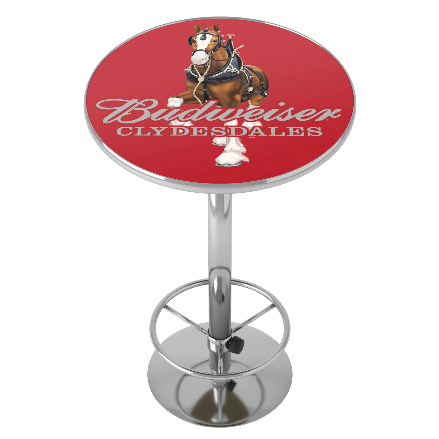 Budweiser Chrome Pub Table - Clydesdale Red