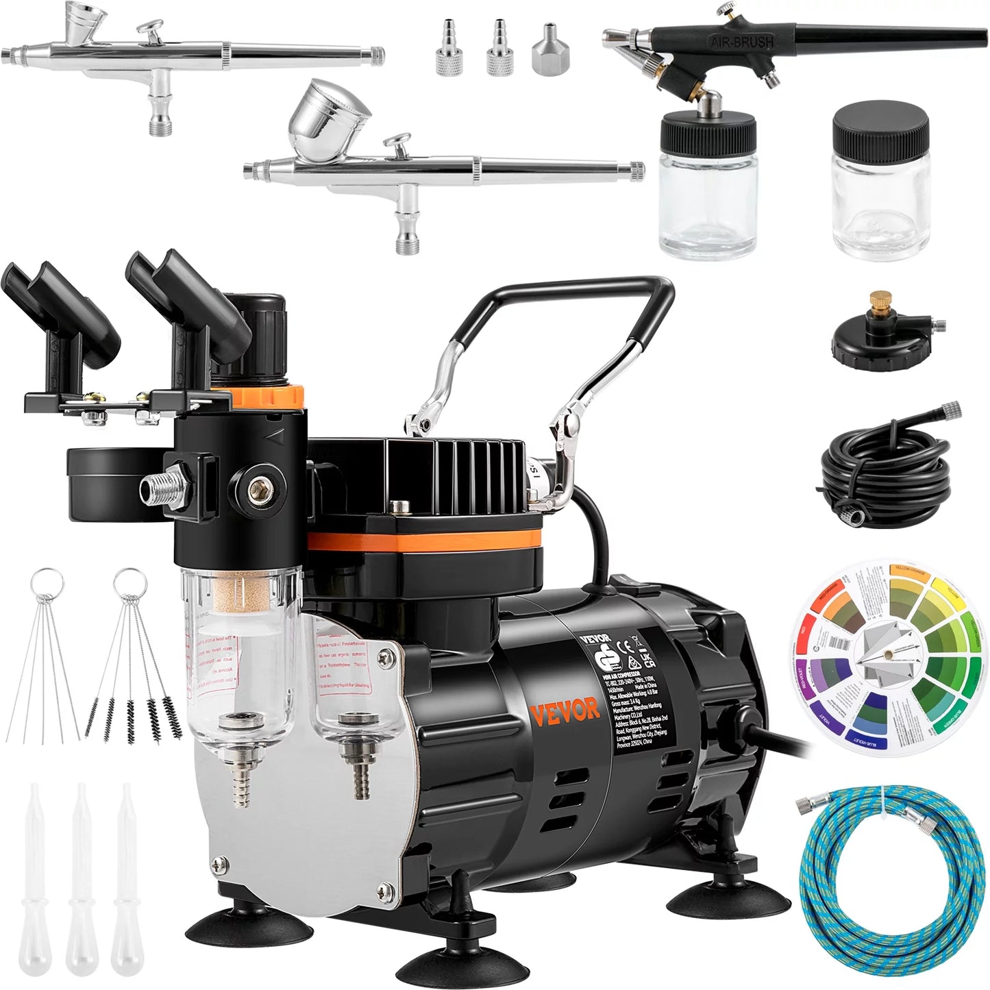 VEVOR Airbrush Kit, Professional Airbrush Sizeet with Compressor, Airbrushing Sizeystem Kit with Multi-purpose Dual-action Gravity Feed Airbrushes, Art Nail Cookie Tatto