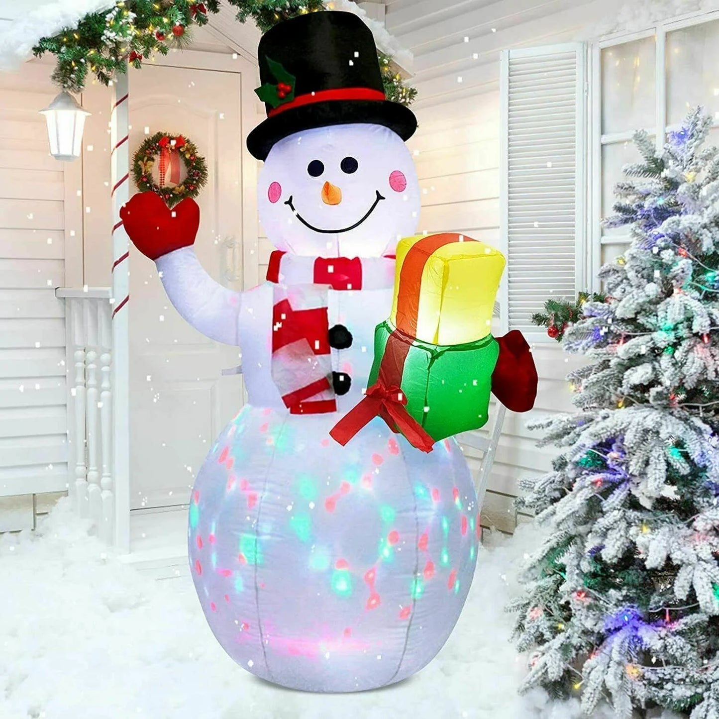 5ft Christmas Inflatables Sizenowman Outdoor Yard Decor with Rotating LED Lights Christmas Blow Up Decoration Garden