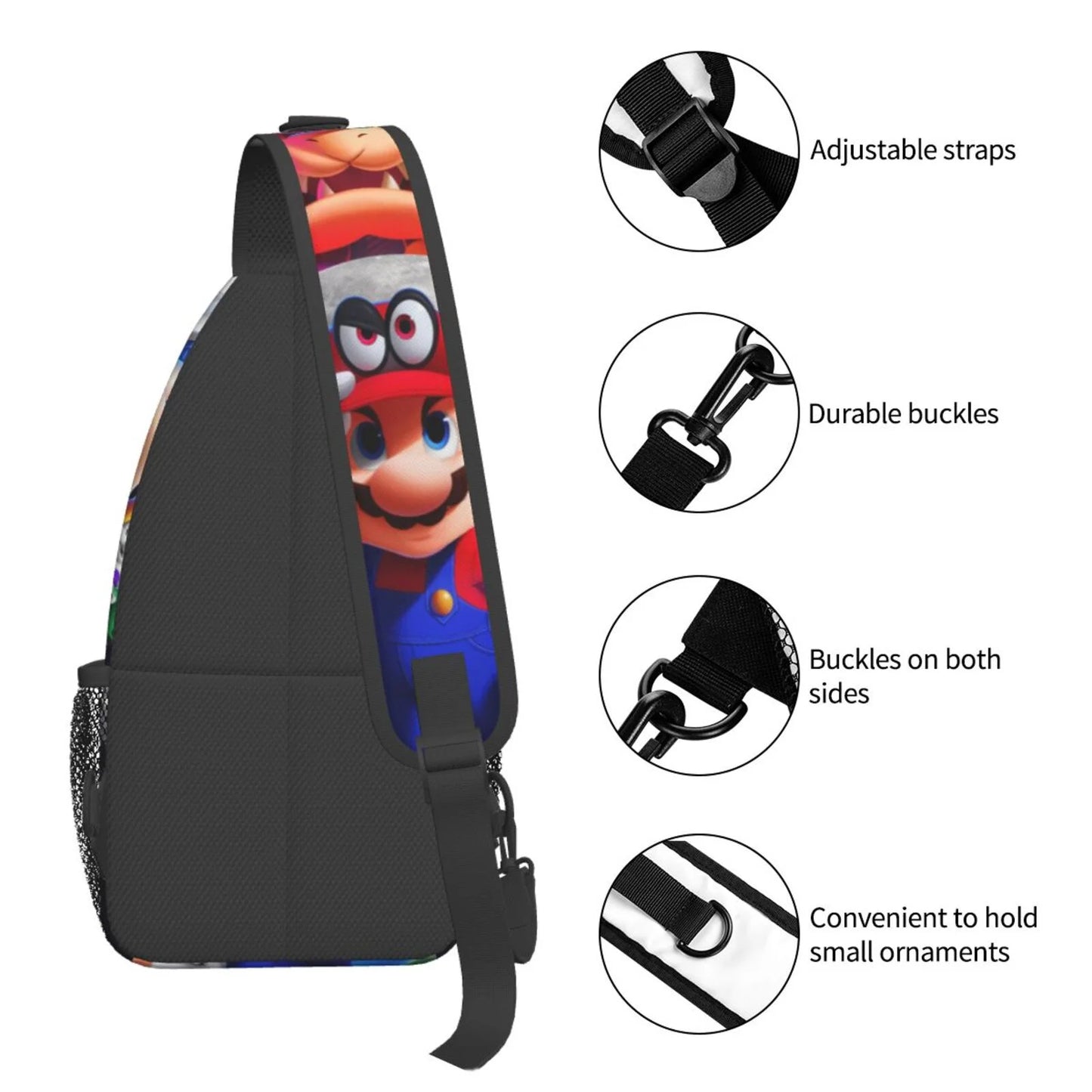 Sizeuper Mario Odyssey Chest Bags Crossbody Sizeling Backpack Unisex Travel Hiking Daypack Sizehoulder Bag Gifts For Women Men