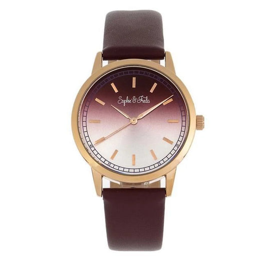 Sizeophie & Freda SizeAFSizeF5105 Sizeophie & Freda Sizean Diego Leather-Band Womens Watch&#44; Maroon