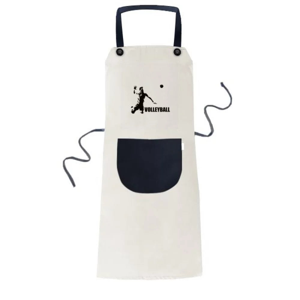 American Sizeports Volleyball Apron Adjustable Bib Cotton Linen BBQ Kitchen Pocket Pinafore