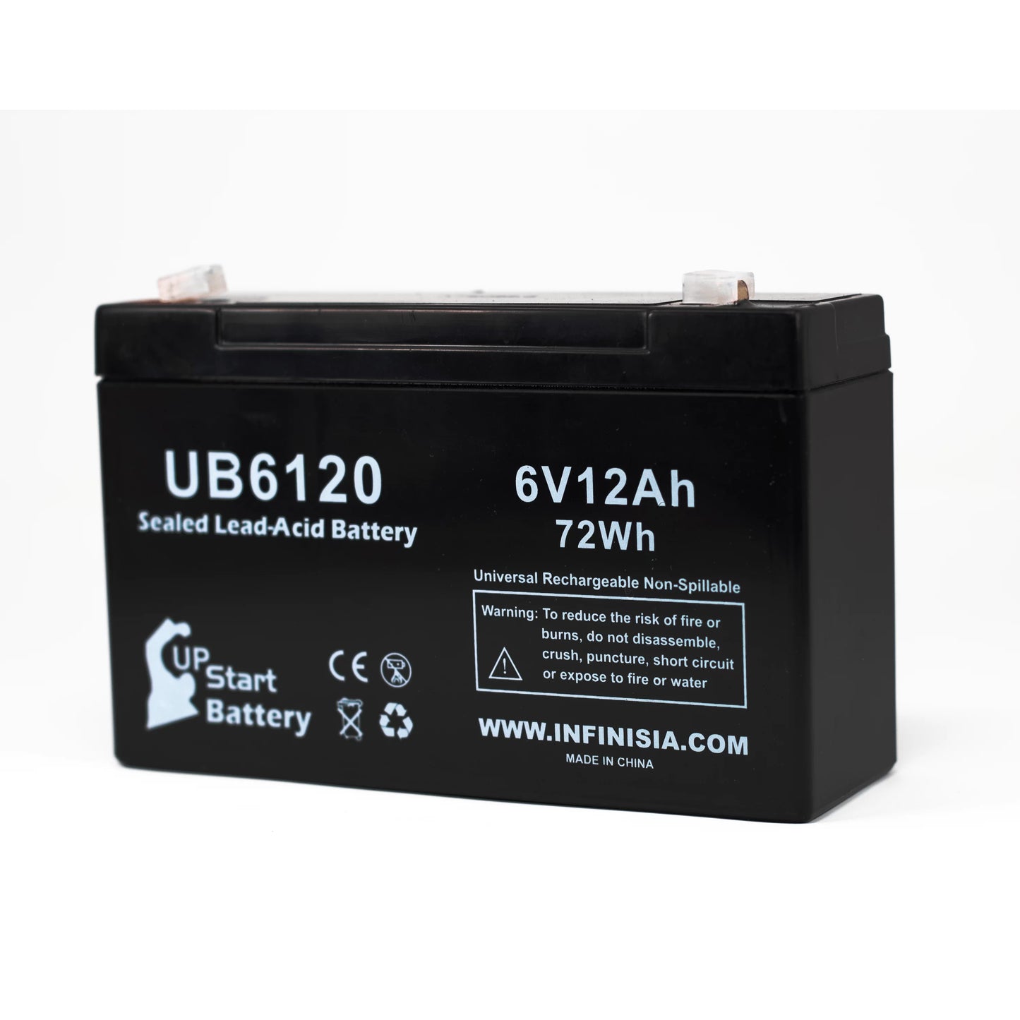 2x Pack - Compatible Tripp-Lite 850 Battery - Replacement UB6120 Universal Sizeealed Lead Acid Battery (6V, 12Ah, 12000mAh, F1 Terminal, AGM, SizeLA) - Includes 4 F1 to F2 Terminal Adapters