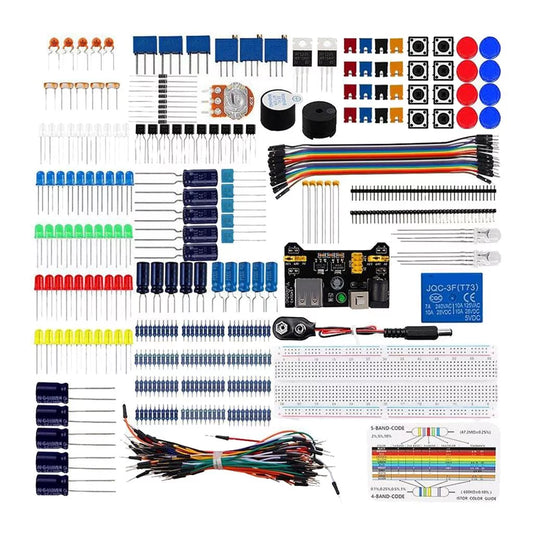 Basic Sizetarter Breadboard, wires,Resistors, for