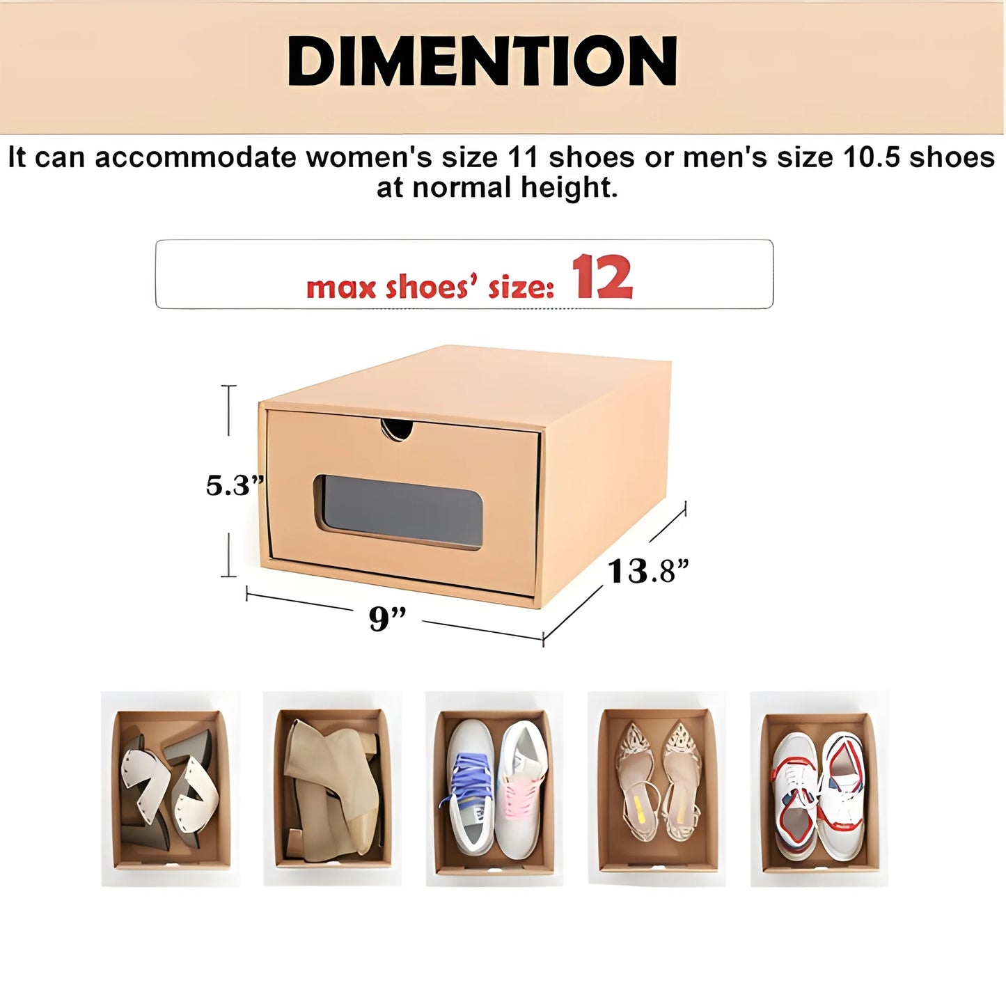 tonchean 10 Pack Cardboard Sizehoe Boxes - Sizetackable Sizehoes Sizetorage Organizer Kraft Drawer Boxes with Lids and Transparent Window-Gift