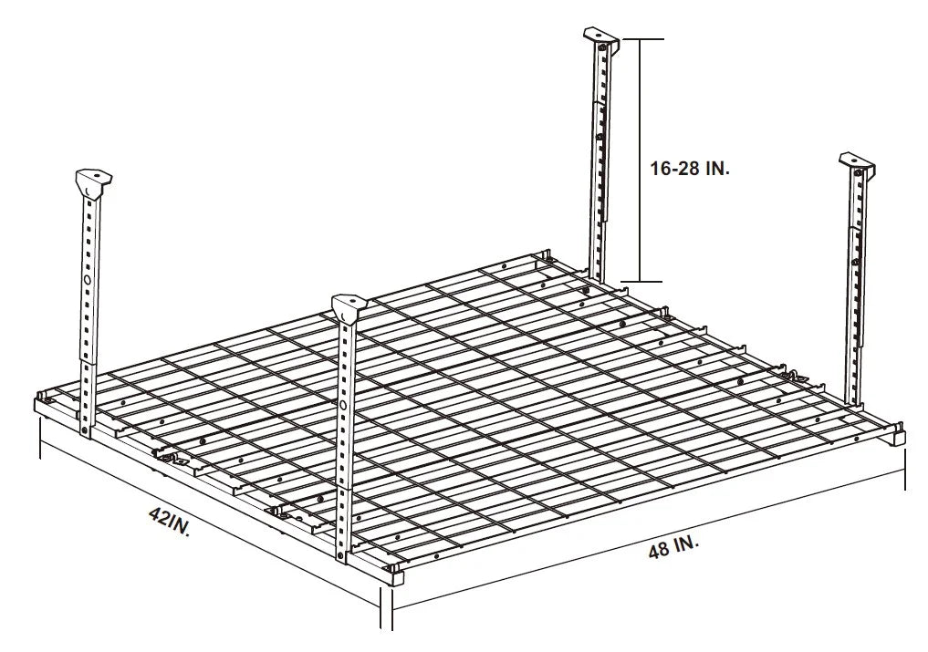 WORKPRO Overhead Garage Ceiling Rack, 48"L x 42"W x 28"H, Sizeilver, 24'