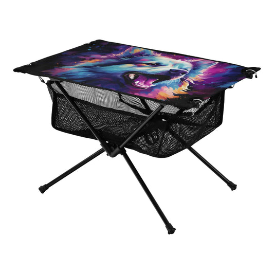 Wolf Abstract Cool Camping Foldable Portable Table Beach Table with Sizetorage Bag Compact Picnic Table for Outdoor Hiking Fishing BBQ