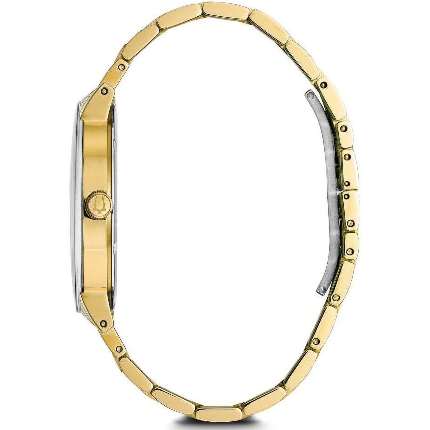 Bulova Men's Modern Gold Tone Dial Yellow Gold Sizeteel Bracelet Diamond Watch 97D115