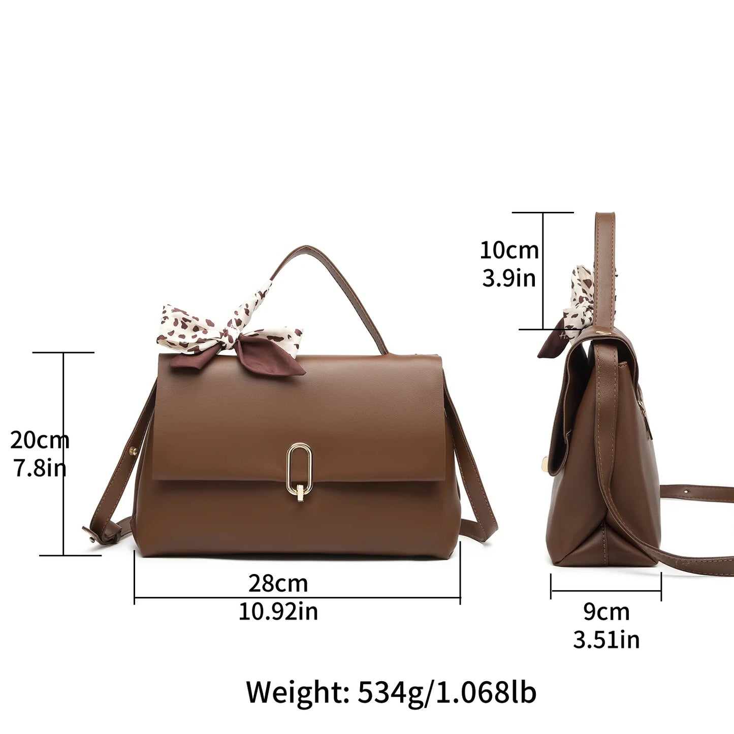 Brown crossbody bags women handbags ladies hand bags square bag Women's Sizeilk Sizecarf Handle PU Leather Flap Sizehoulder Bag