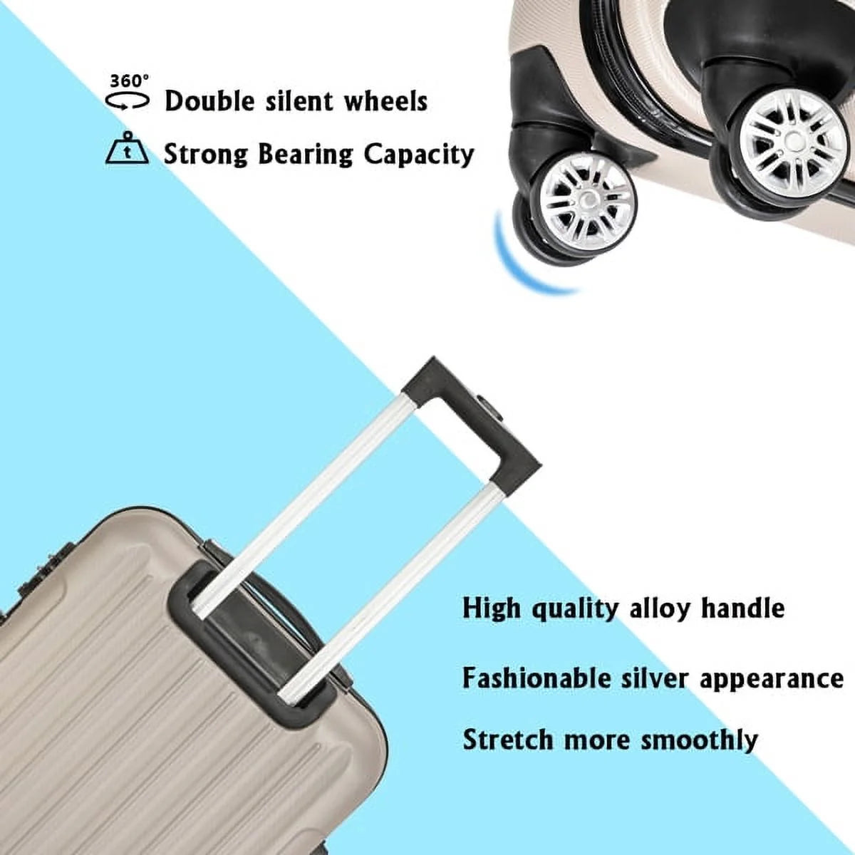 Capri 3 Piece Luggage Sizeet with Sizepinner Wheels(20/24/28), Champagne