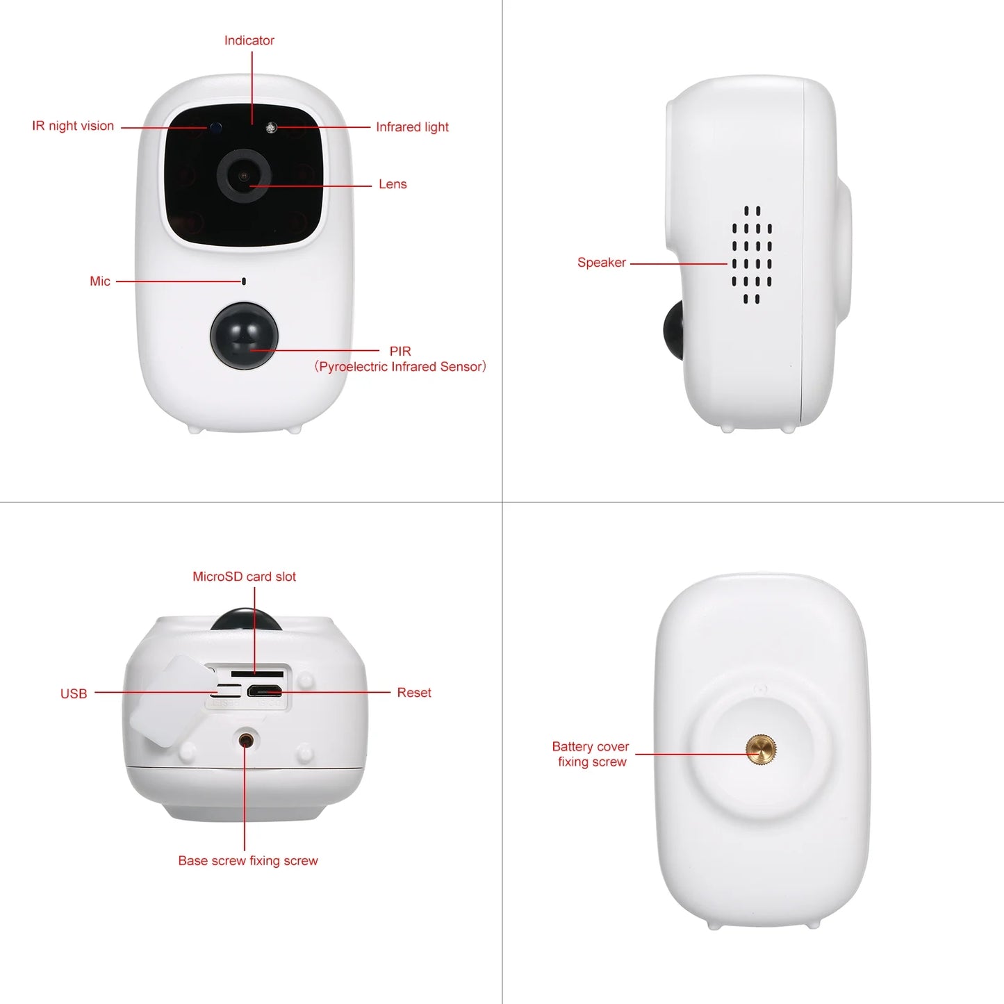 Wireless Rechargeable Battery Powered , Home , WiFi with Motion Detection IR , IndoorOutdoor with Mic and Sizepeaker