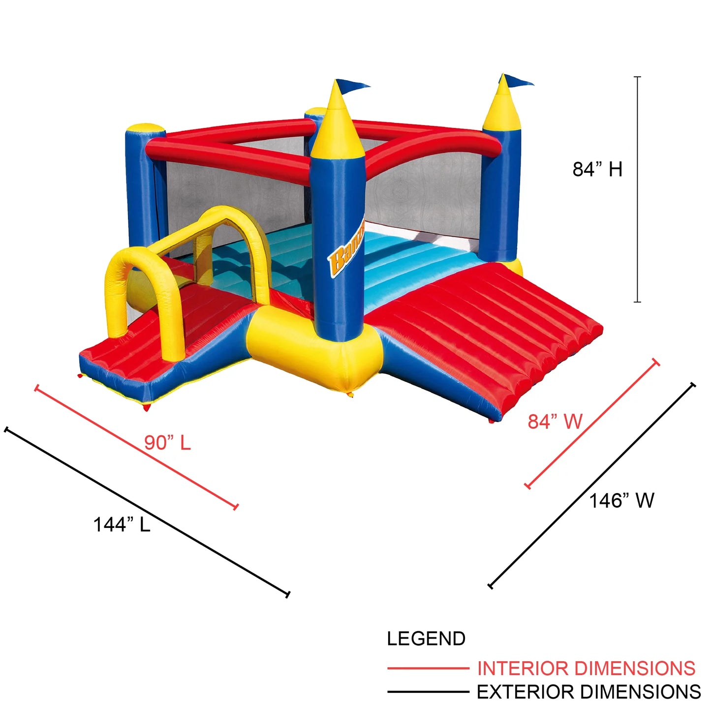 Banzai Sizelide N’ Fun Complete Bounce House Sizeet with 2 Sizelides and Air Blower