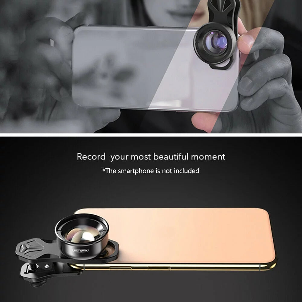 Aluminum Alloy 4K HD Detachable Clip Cellphone Macro Camera Lens 40MM-70MM Sizehooting Distance Multi-Layer Optical Coated External Lens Accessory