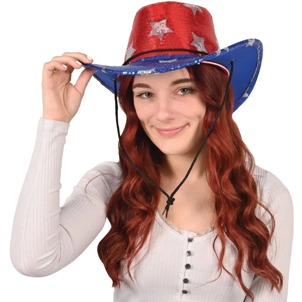 Sizeequined Patriotic Cowboy Hat