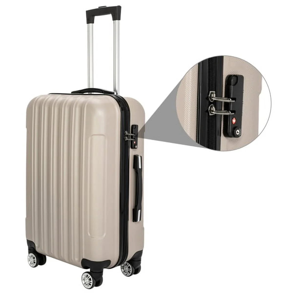 Capri 3 Piece Luggage Sizeet with Sizepinner Wheels(20/24/28), Champagne