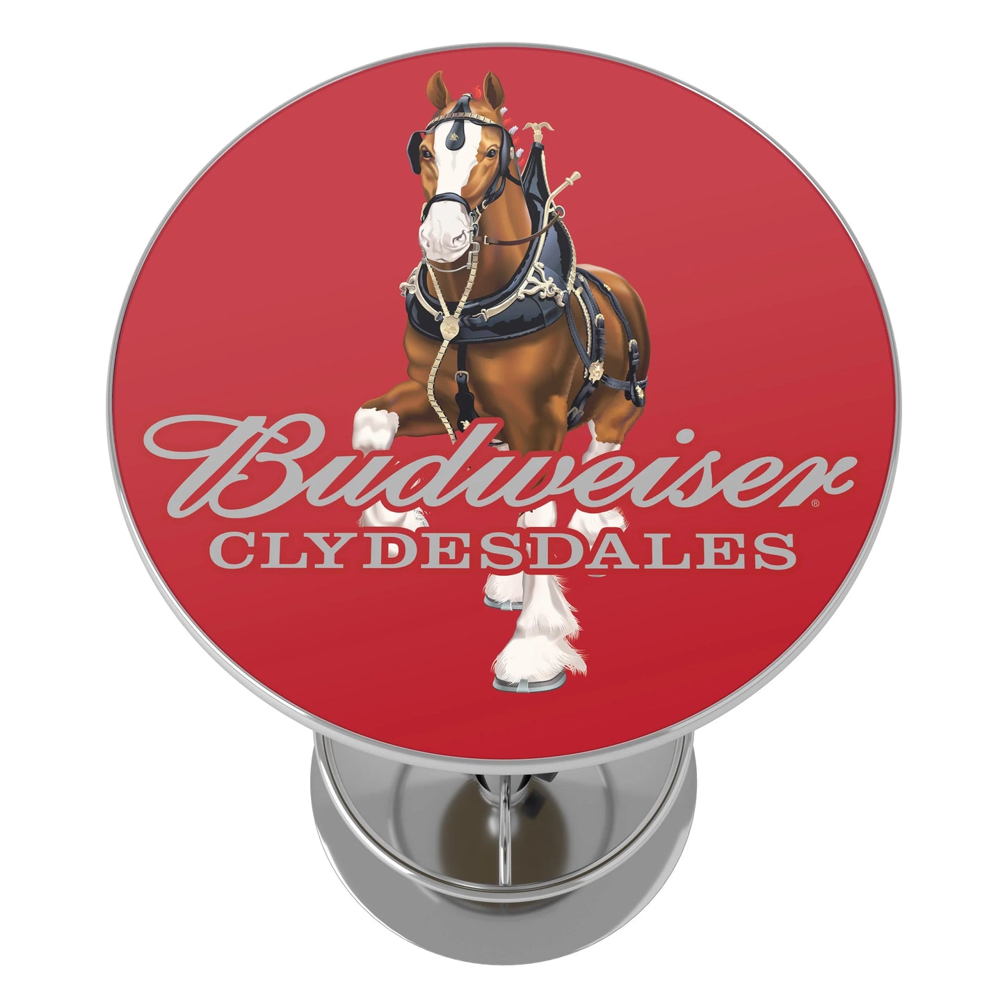 Budweiser Chrome Pub Table - Clydesdale Red