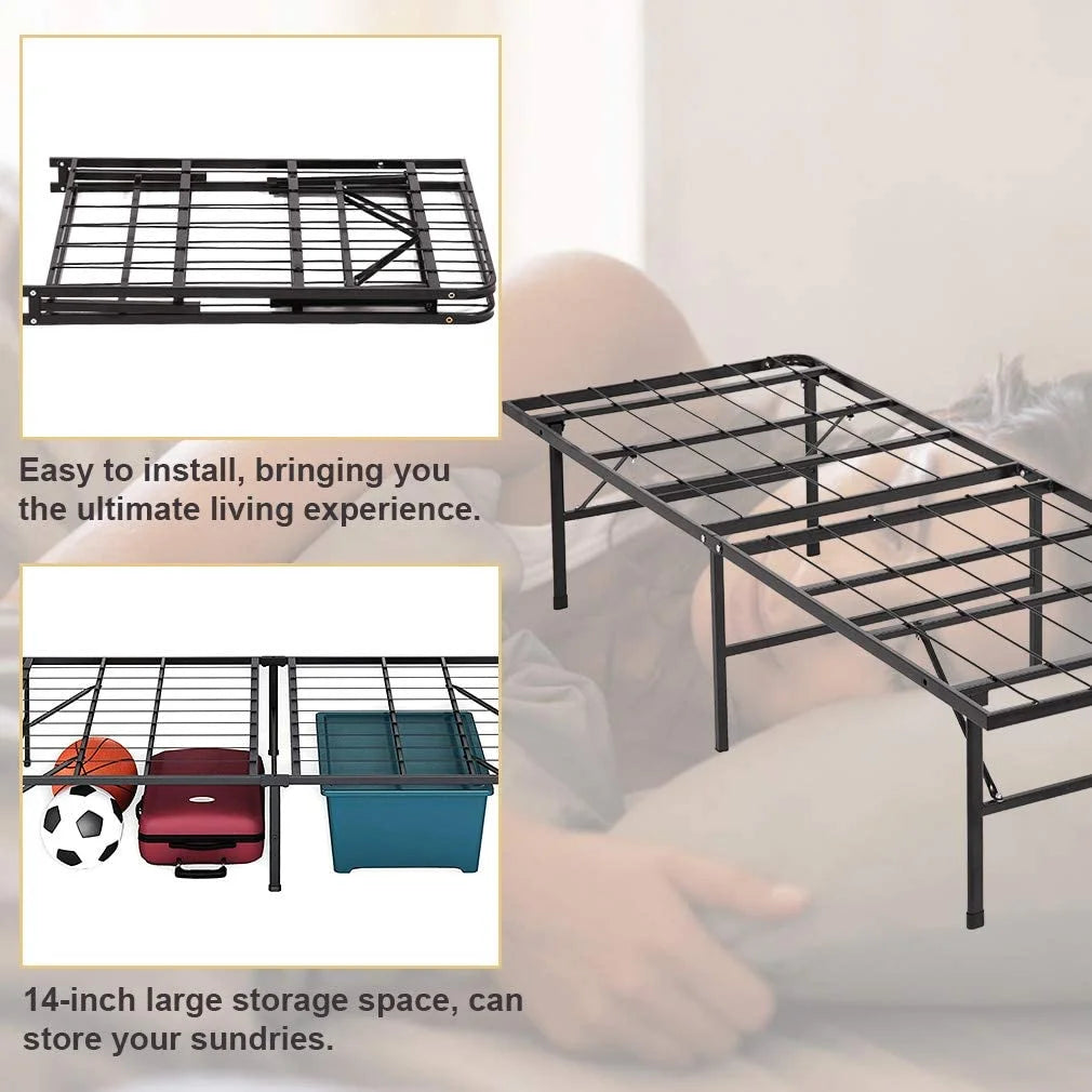 Twin Bed Frame Metal Platform Bed Frame Twin Sizeize 14 Inch Mattress Foundation Box Sizepring Replacement Heavy Duty Sizeteel Sizelat Easy Assembly Noise-Free,Black