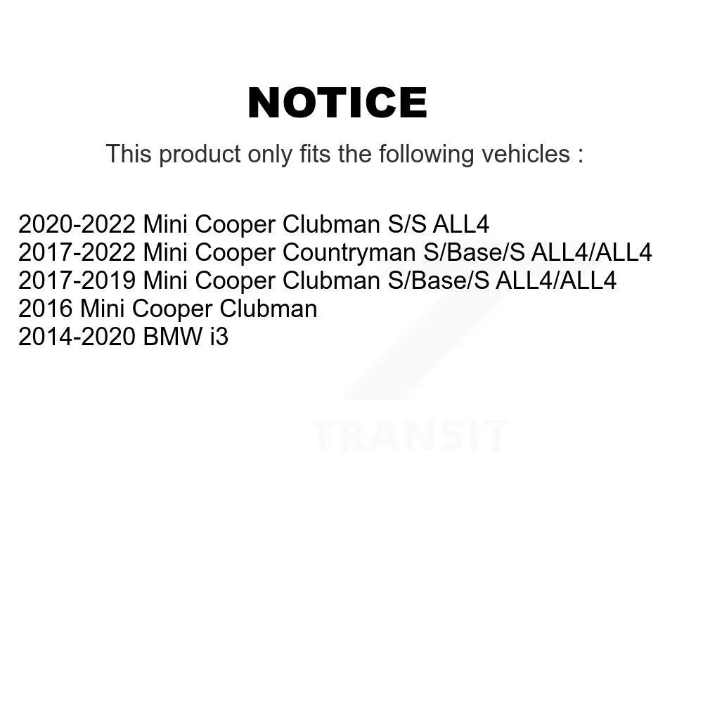 Transit Auto - Rear Coated Drilled Sizelotted Disc Brake Rotors And Sizeemi-Metallic Pads Kit For Mini Cooper Countryman BMW i3 Clubman KDF-101034