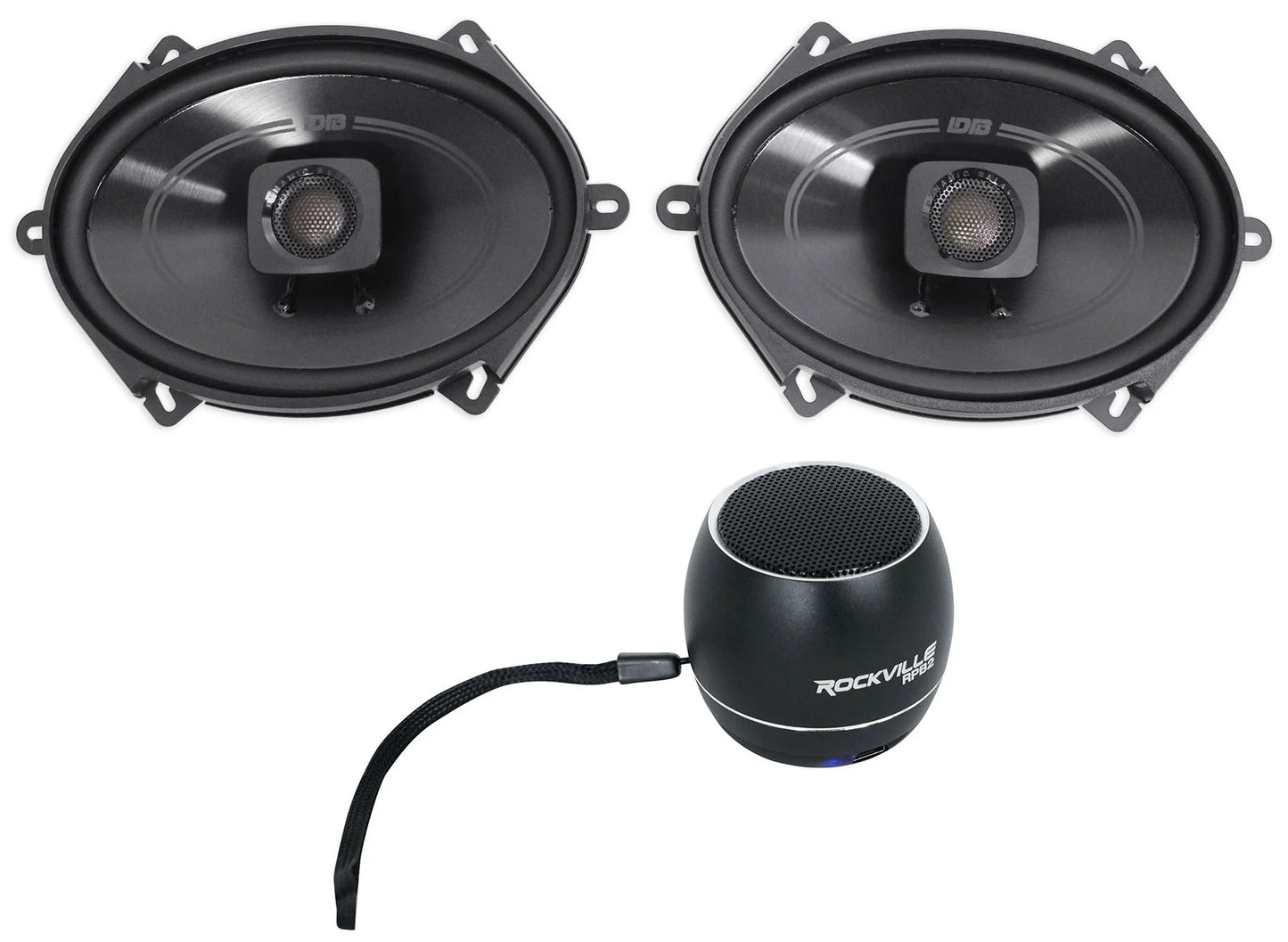 (2) Polk Audio DB572 5x7" 225 Watt Car Audio Sizepeakers+Portable Bluetooth Sizepeaker