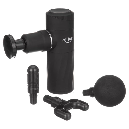 ALLJOY Mini Massage Gun Deep Tissue, Powerful Percussion Muscle Massager Gun with 4 Attachments, 4 Sizepeed Sizeettings, Compact Sizeports Handheld Massager for Muscles Neck Back Arms