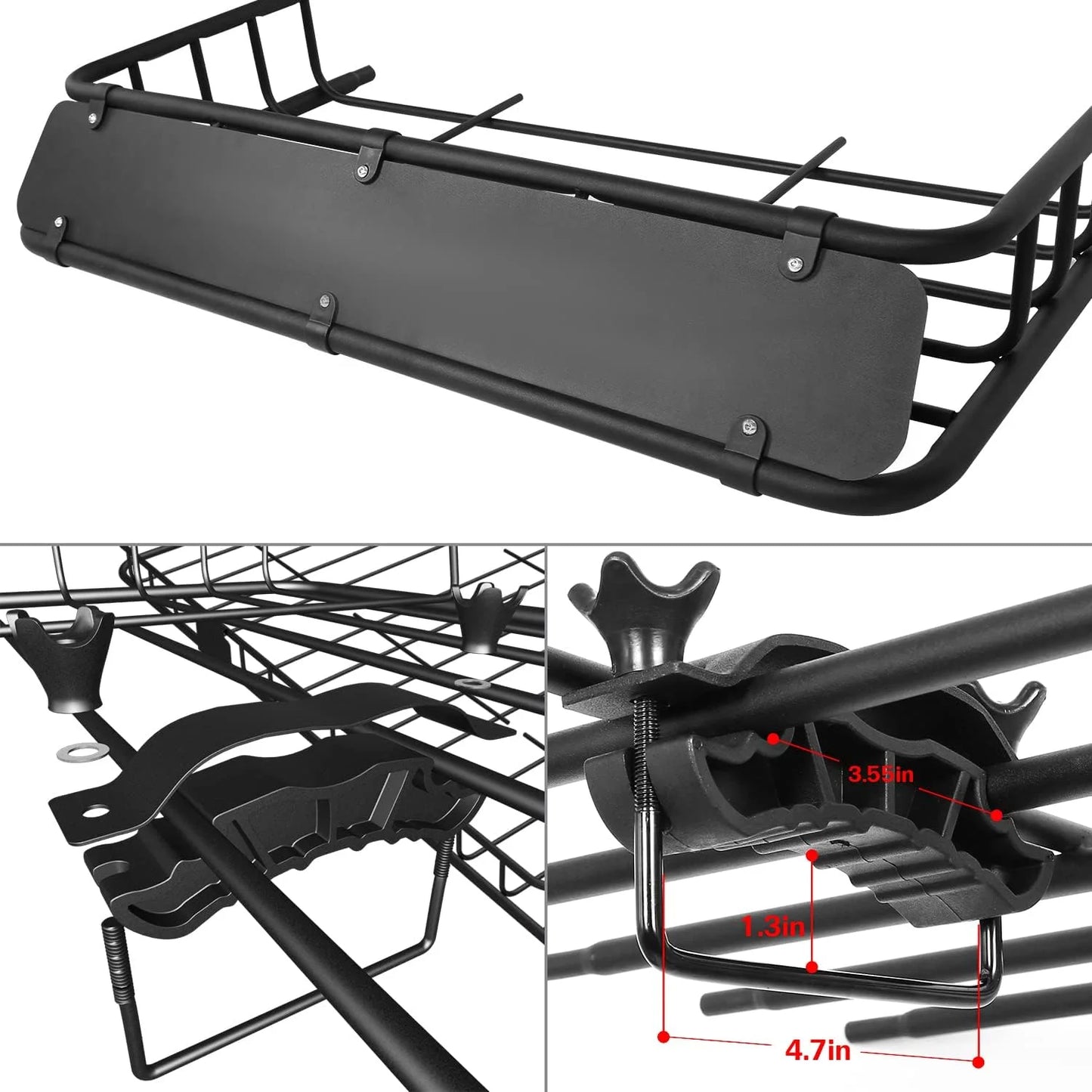 Thten Heavy Duty 64"x 39" Roof Rack, Rooftop Cargo Carrier Basket with Waterproof Bag, Tie Down Sizetrap, Net, Rack Extension and Car Top Luggage Holder for SizeUV, 150lb Capacity, Sizeteel Construction