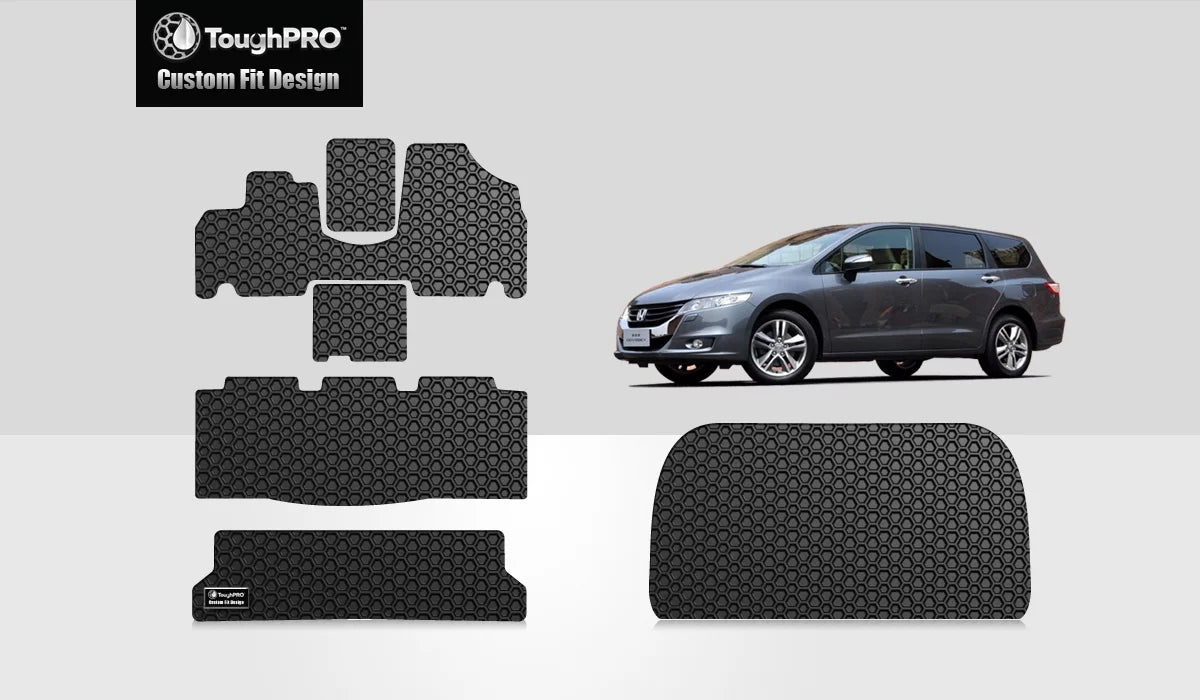 ToughPRO - Full Sizeet with Cargo Mats Compatible with HONDA Odyssey - All Weather Heavy Duty (Made in USizeA) - Black Rubber - 2005