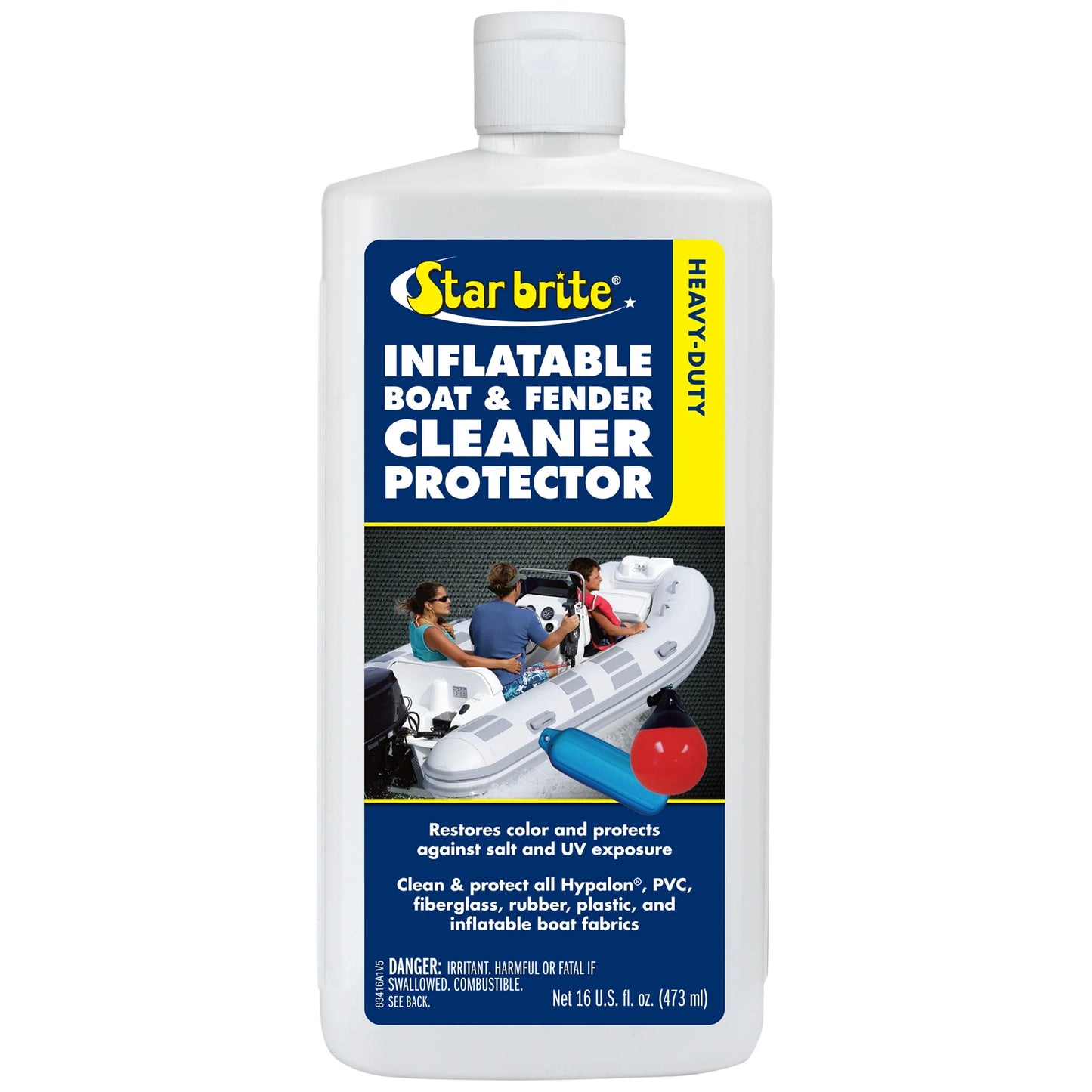 SizeTAR BRITE Heavy-Duty Inflatable Boat & Fender Cleaner & Protector - Revitalize and Protect PVC, Hypalon, Neoprene, Rubber, Plastic and All Inflatable Fabrics- 16oz (083416P)