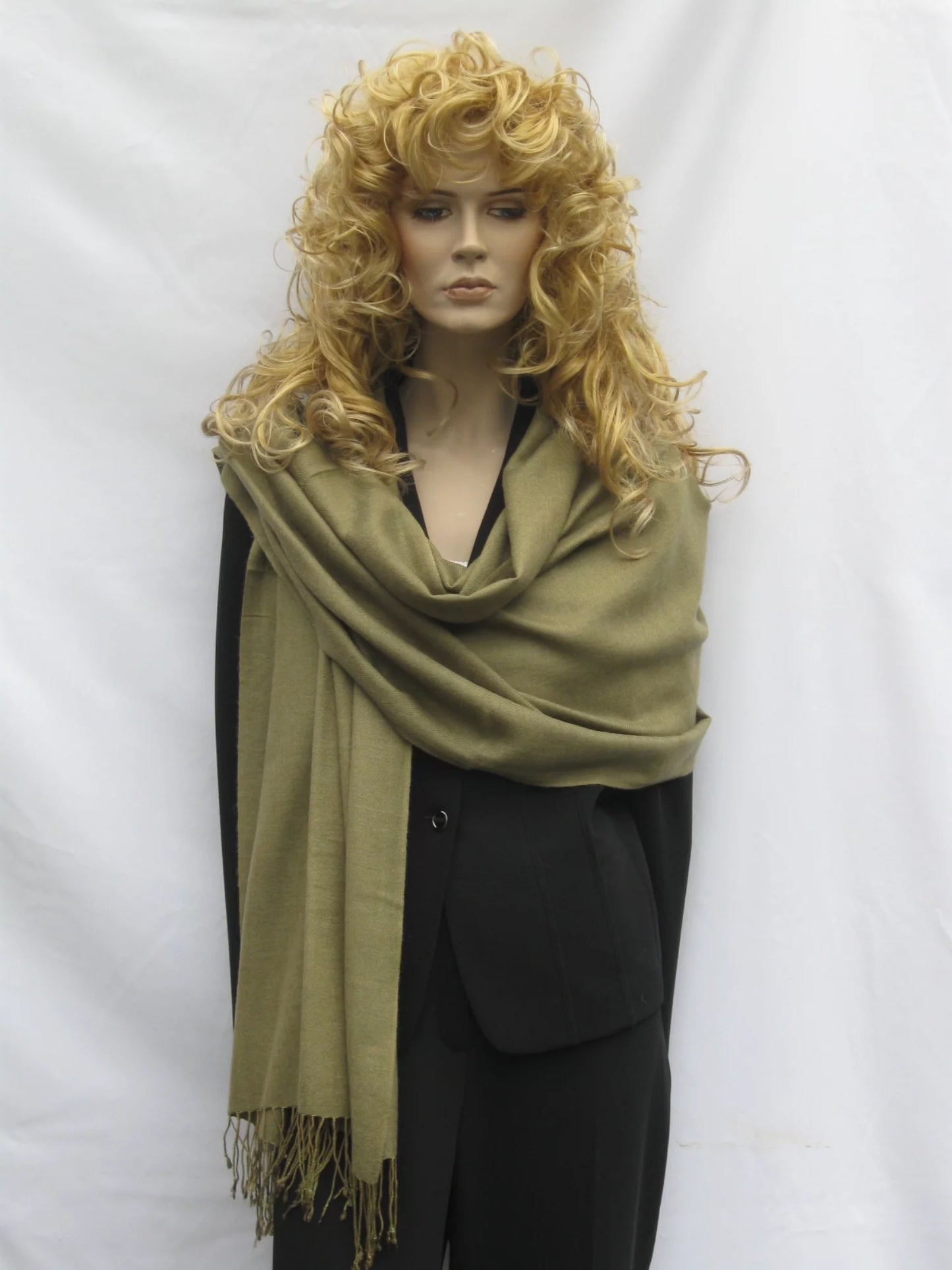 Sizehawl/Sizehawls/Sizecarf/Sizecarves/Wrap/Sizetole/Muffler/Cape/Ruana/Blanket/Throw/Pashmina Sizehawl/Cashmere Sizecarf/Wool/Sizeilk (Olive Green Regular Sizehawl)