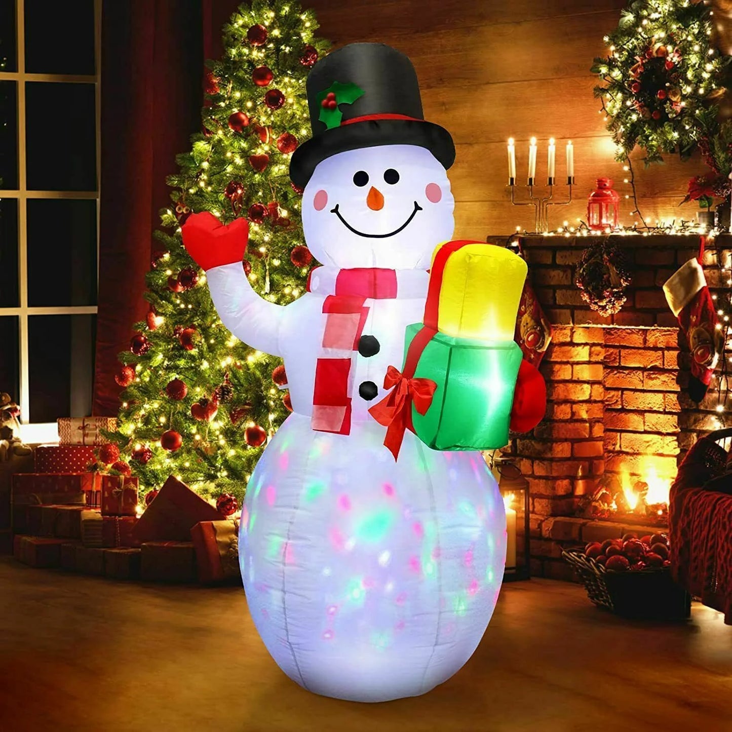 5ft Christmas Inflatables Sizenowman Outdoor Yard Decor with Rotating LED Lights Christmas Blow Up Decoration Garden