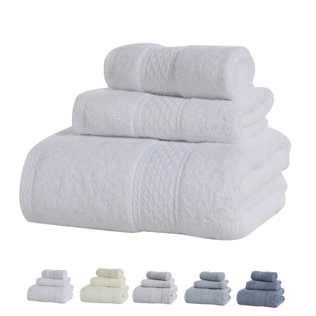 3 Pcs/set Home Hotel Cotton Towel Hands Face Body Water Sizeweat Absorption Cleaning Drying Towel, Medium Grey