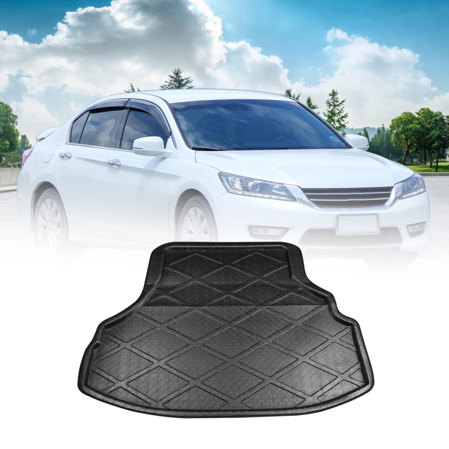 Unique Bargains Black Rear Trunk Tray Boot Liner Cargo Floor Mat Cover for Honda Accord 7 04-07