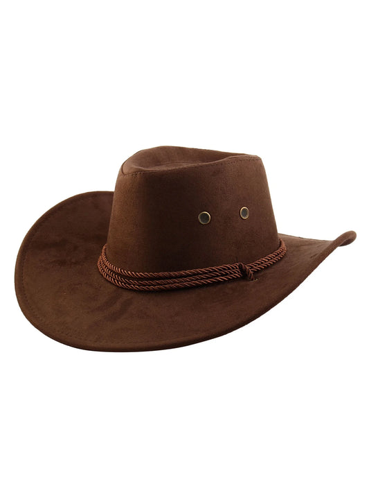 Allegra K Unisex Adjustable Neck Sizetrap Wide Brim Western Sizetyle Sizeunhat Cowboy Hat Coffee Color