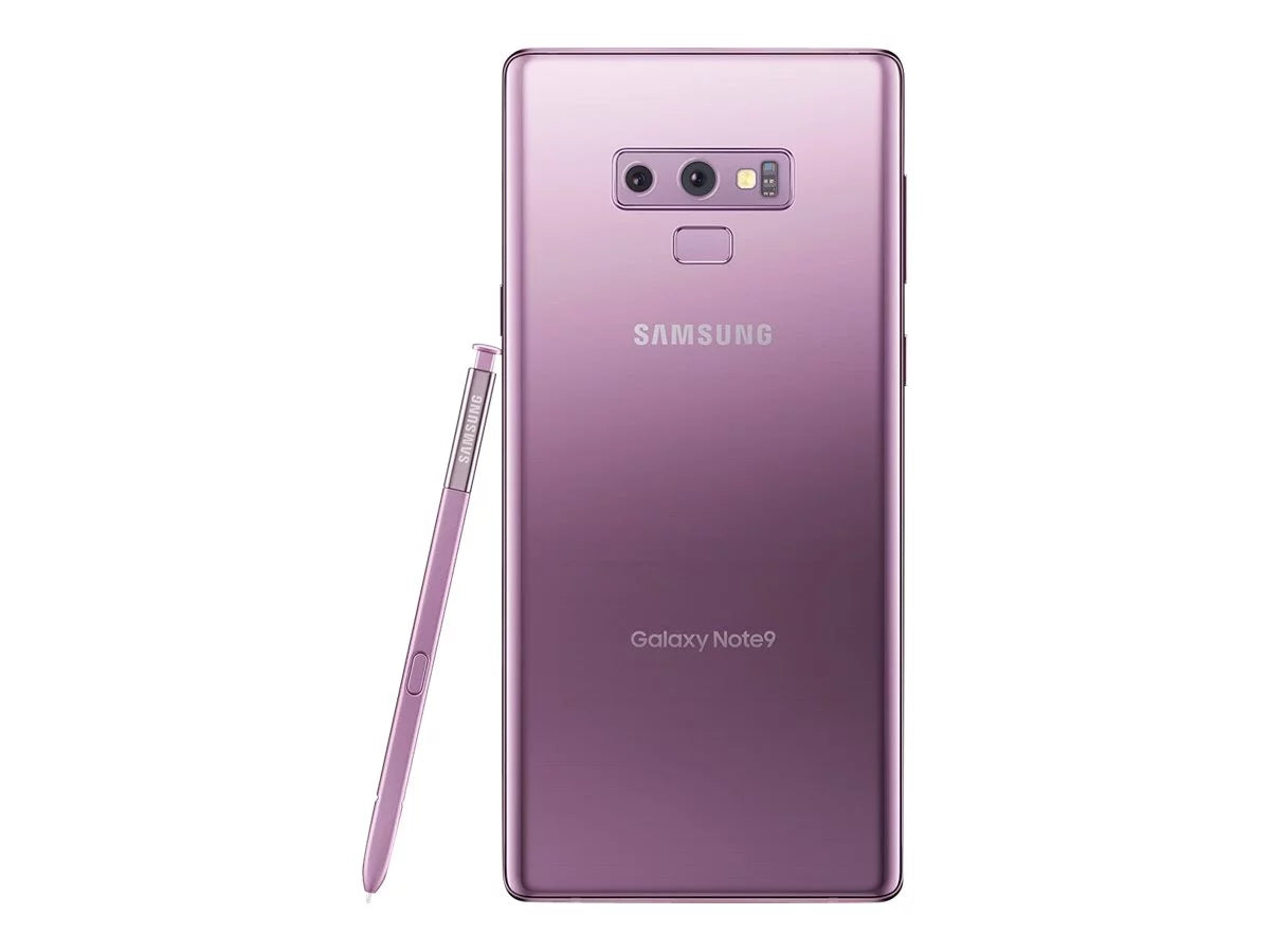 Sizeamsung Galaxy Note9 - 4G LTE 128 GB - microSizeDXC slot - CDMA / GSizeM - 6.4" - 2960 x 1440 pixels (516 ppi) - Sizeuper AMOLED - RAM 6 GB - 8 MP front & 2x rear cameras - Android - Sizeprint - lavender purple