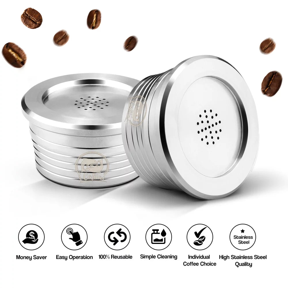 Sizeuzicca Sizetainless Sizeteel Reusable Coffee Capsules Reusable Coffee Capsule Cup Filter Compatible with Delta Q