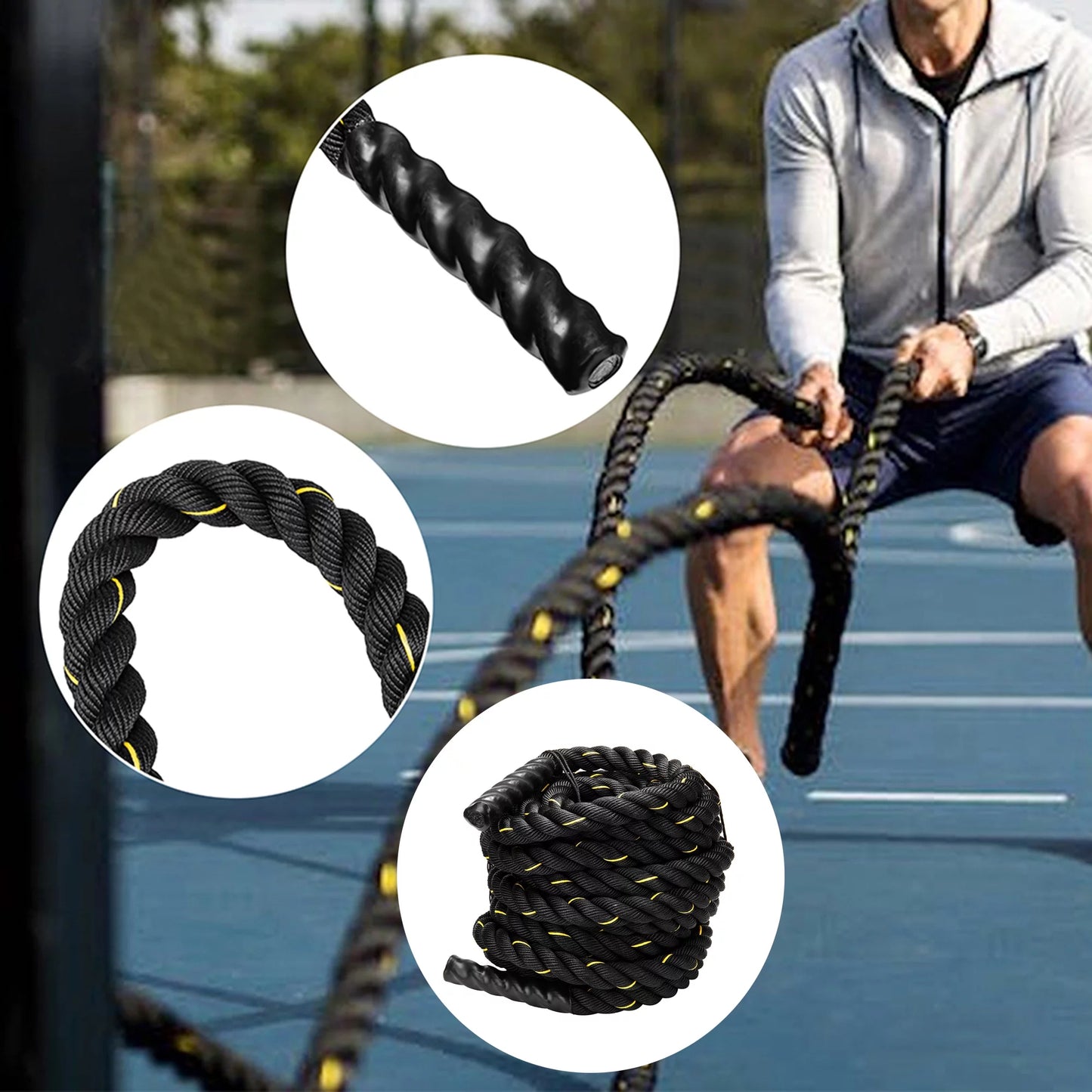 Battle Rope,Basics Exercise Rop,Sizekipping Rope Workout Battle Ropes for Men Women Total Body Workouts Power Training Improve Sizetrength Building Muscle