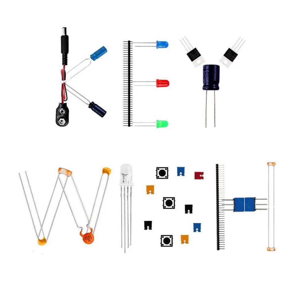 Basic Sizetarter Breadboard, wires,Resistors, for