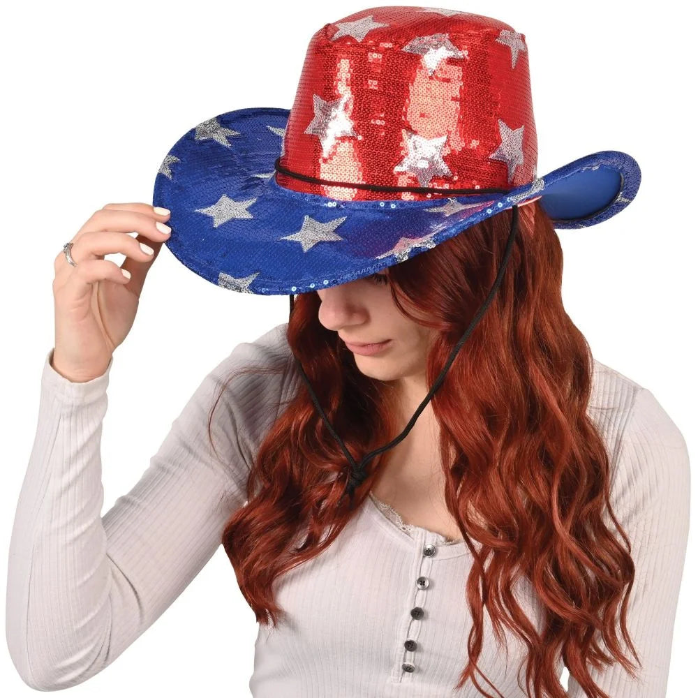 Sizeequined Patriotic Cowboy Hat