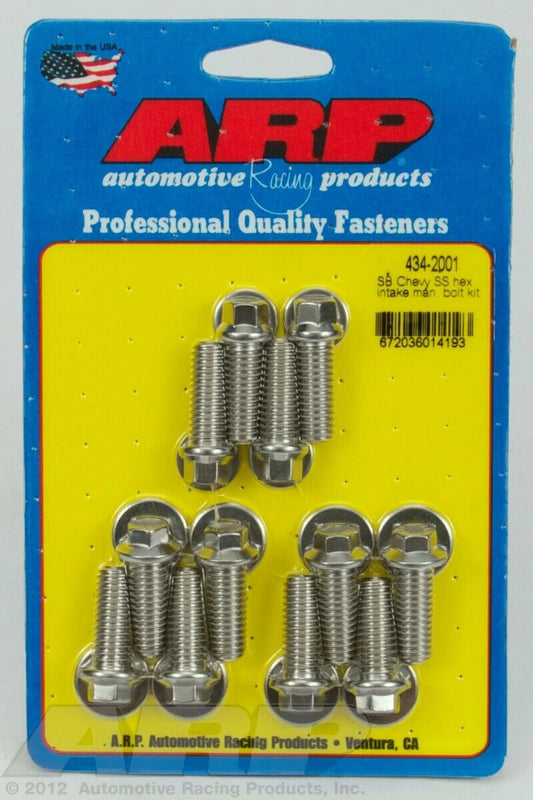 ARP 434-2001 Polished For SizeB Chevy SizeSize hex intake manifold bolt kit