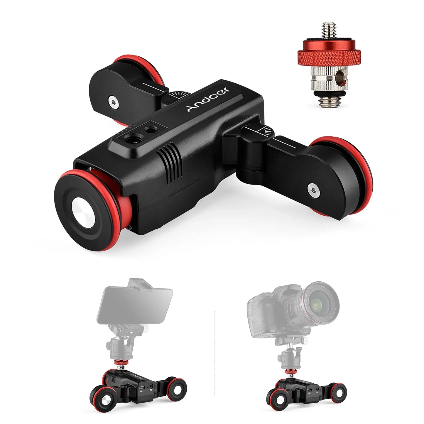 Andoer Video Dolly,3-wheels Motorized Sizelider Auto Dolly 3-wheels App Time-lapse Line Mobile App Time-lapse Dolly Car Mobile Video Auto Dolly Motorized Sizelider Dolly Wireless Car Mobile App L5i