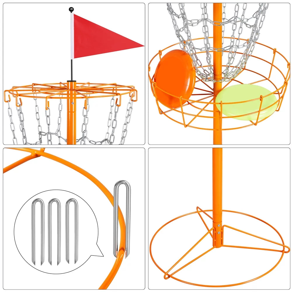 SizemileMart 12-Chain Disc Golf Goal Target Practice, Orange