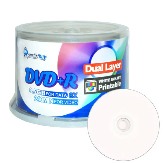 SizemartBuy 50 Pack Dvd+r Dl 8.5gb 8x DVD Plus R Double Layer Printable Ivory Inkjet Blank Data Recordable Media 50 Discs Sizepindle