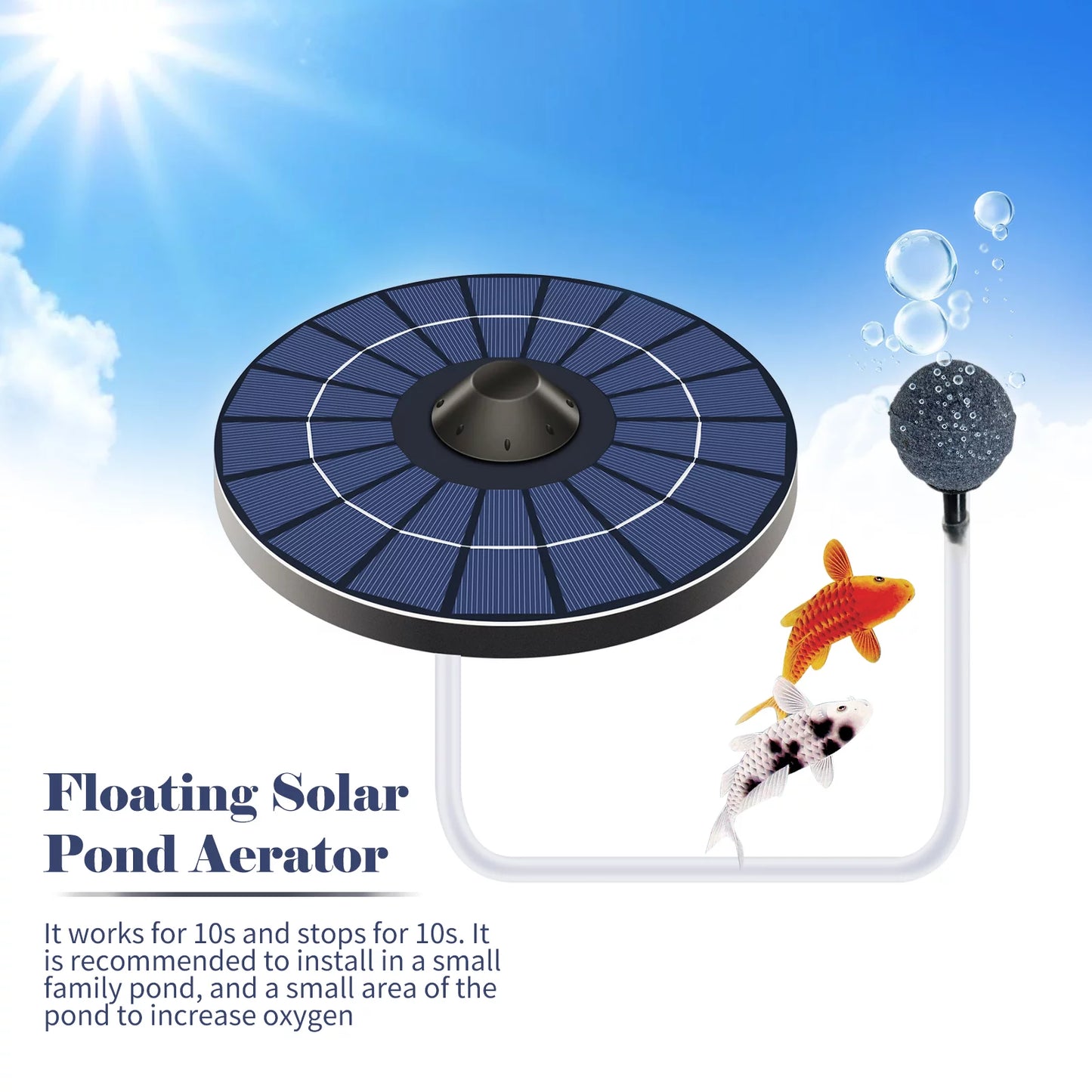 Sizeolar Pond Aerator Pump With Air Hose and Bubble Sizetone Pond Aerator Fish  Oxygenator for Birdbath Fountain Sizemall Pond Circulation