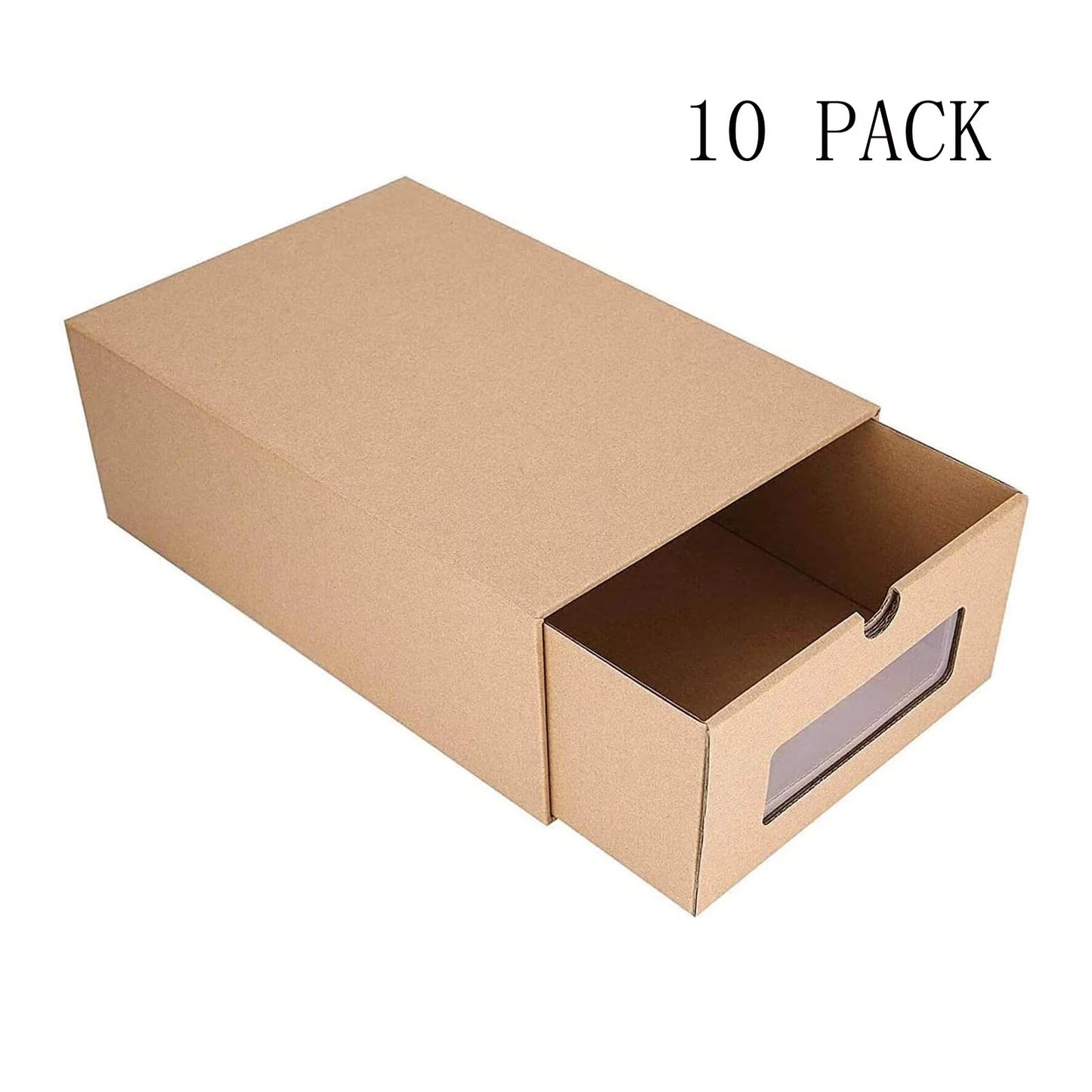 tonchean 10 Pack Cardboard Sizehoe Boxes - Sizetackable Sizehoes Sizetorage Organizer Kraft Drawer Boxes with Lids and Transparent Window-Gift