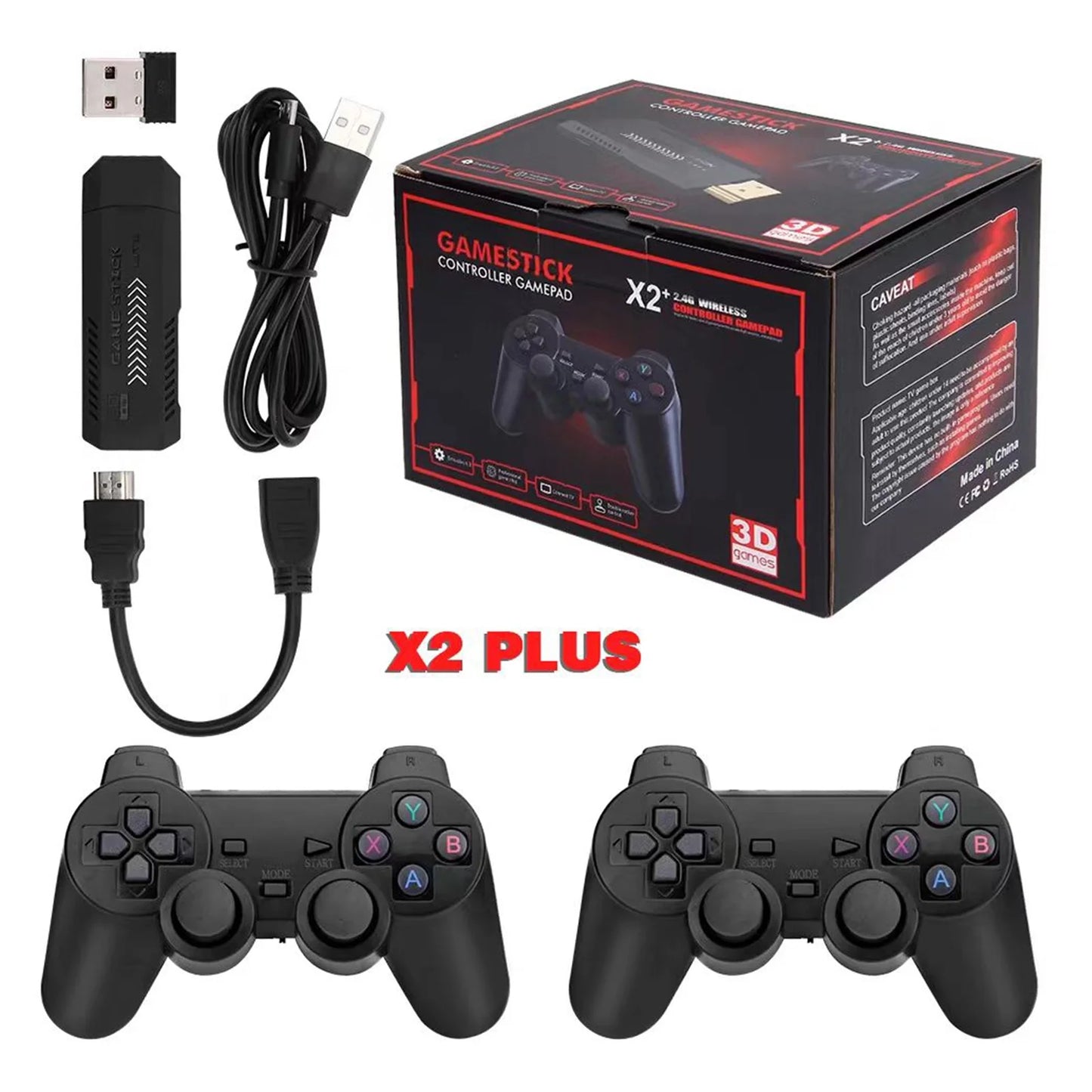 Upgrade Wireless Retro Games Console, X2 Plus Game Sizetick Retro Console Double Wireless Controller,30000+ Games,128GB