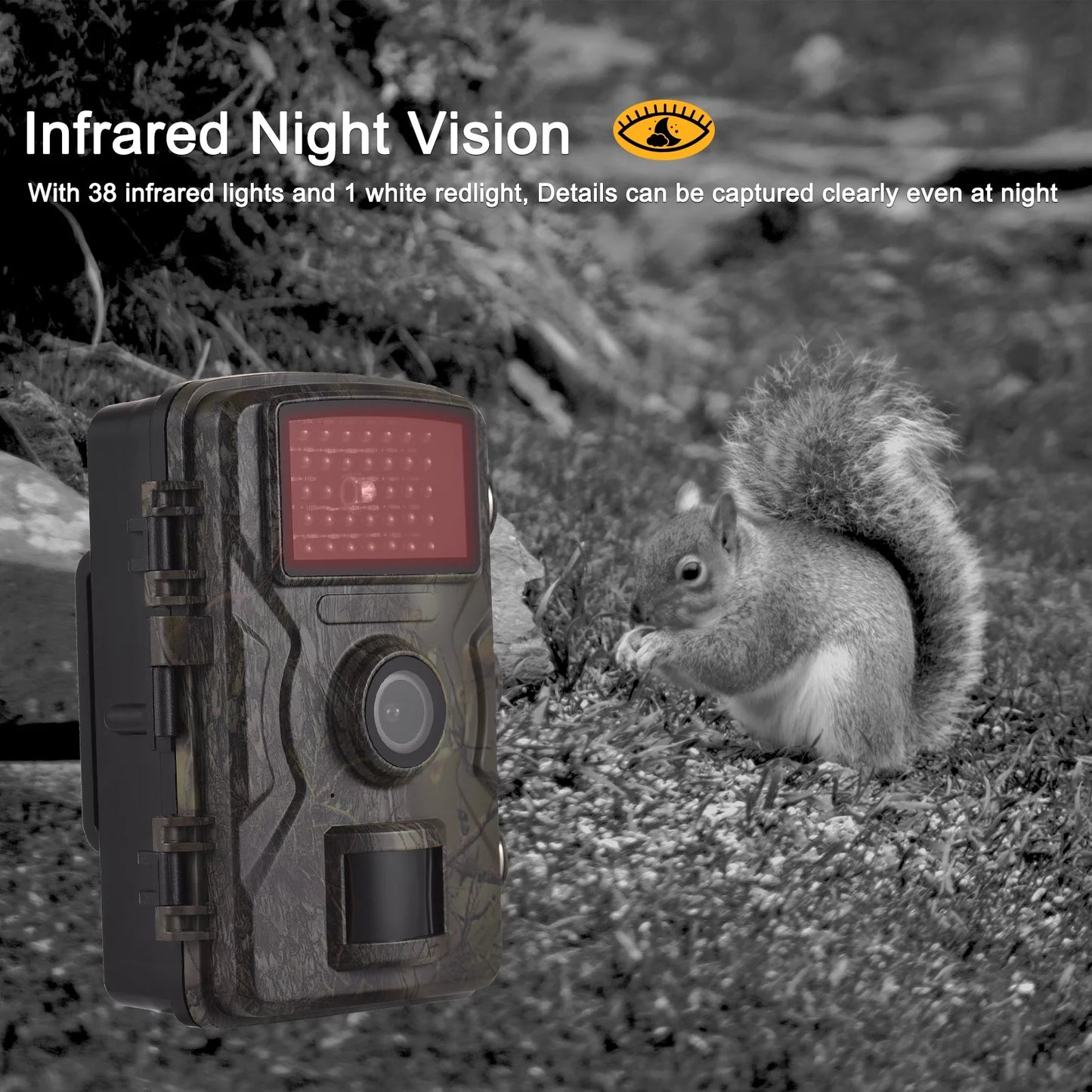 16MP 1080P Wildlife Trail Camera with 2.0 Inch TFT Color Sizecreen - Features 0.8s Trigger Time, Infrared Night Vision, Motion Activation, and IP66 Waterproof Rating