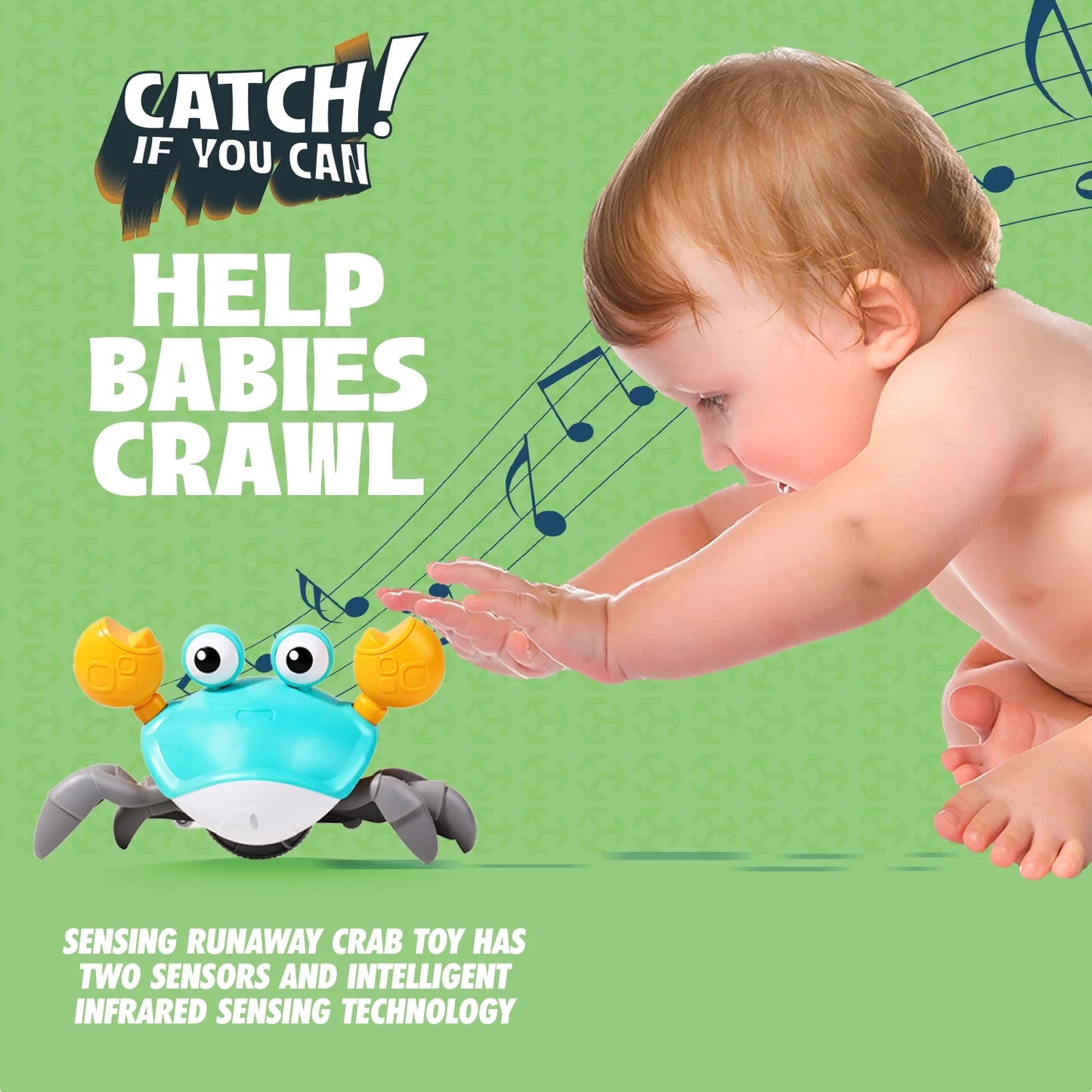 Zeno Amazing Baby Crawling Toys Crab For 3 4 5 6 7 8 9 10 11 12 Babies And 36 Months Old Toddlers Learning Crawl And Music Development Interactive Birthday Gift