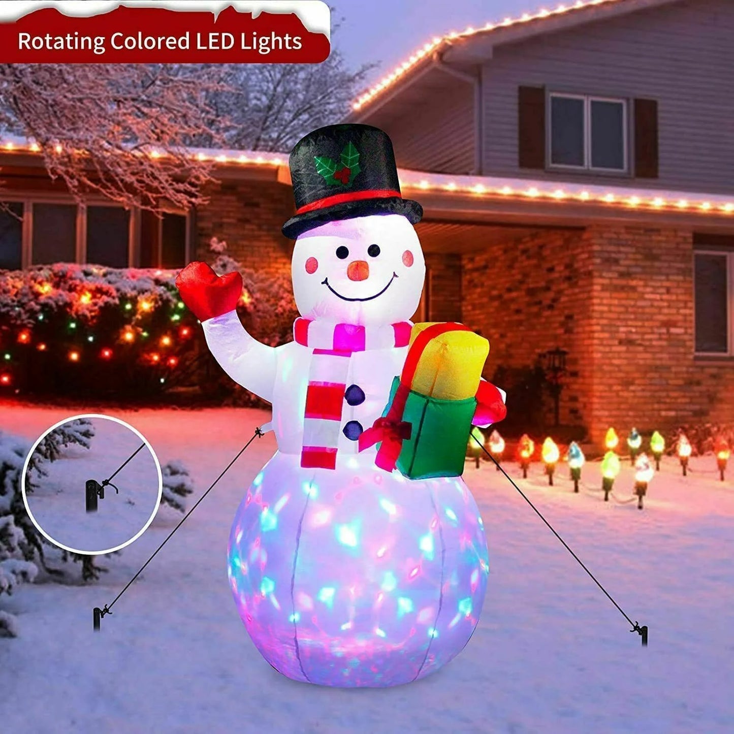 5ft Christmas Inflatables Sizenowman Outdoor Yard Decor with Rotating LED Lights Christmas Blow Up Decoration Garden