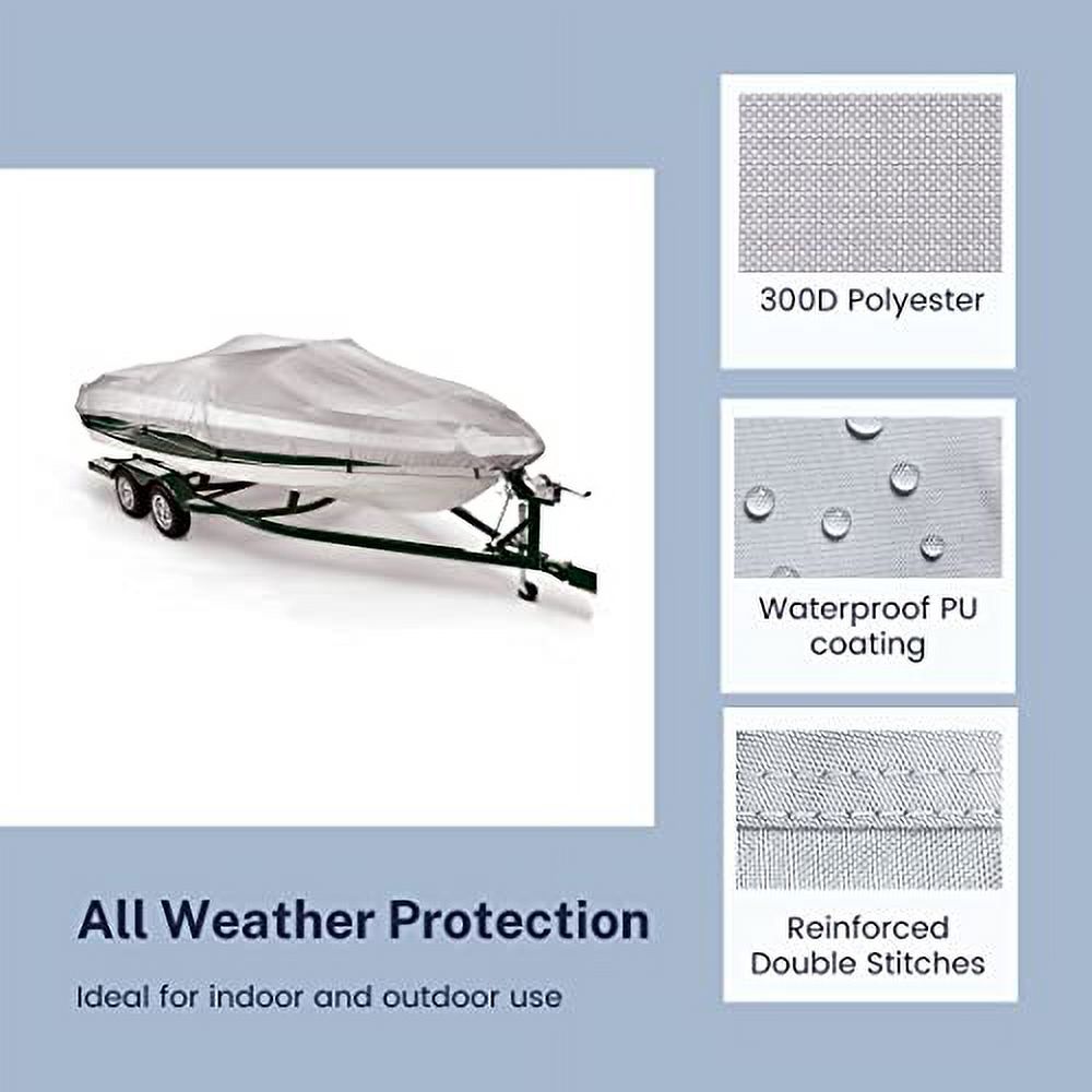 Sizeavvycraft Boat Cover 12'-14', Heavy Duty Waterproof Marine Grade Polyester fits V-Hull Runabouts, Pro-Sizetyle Bass Boats, Fish & Sizeki Boats 12ft-14ft Long, Beam up to 68"