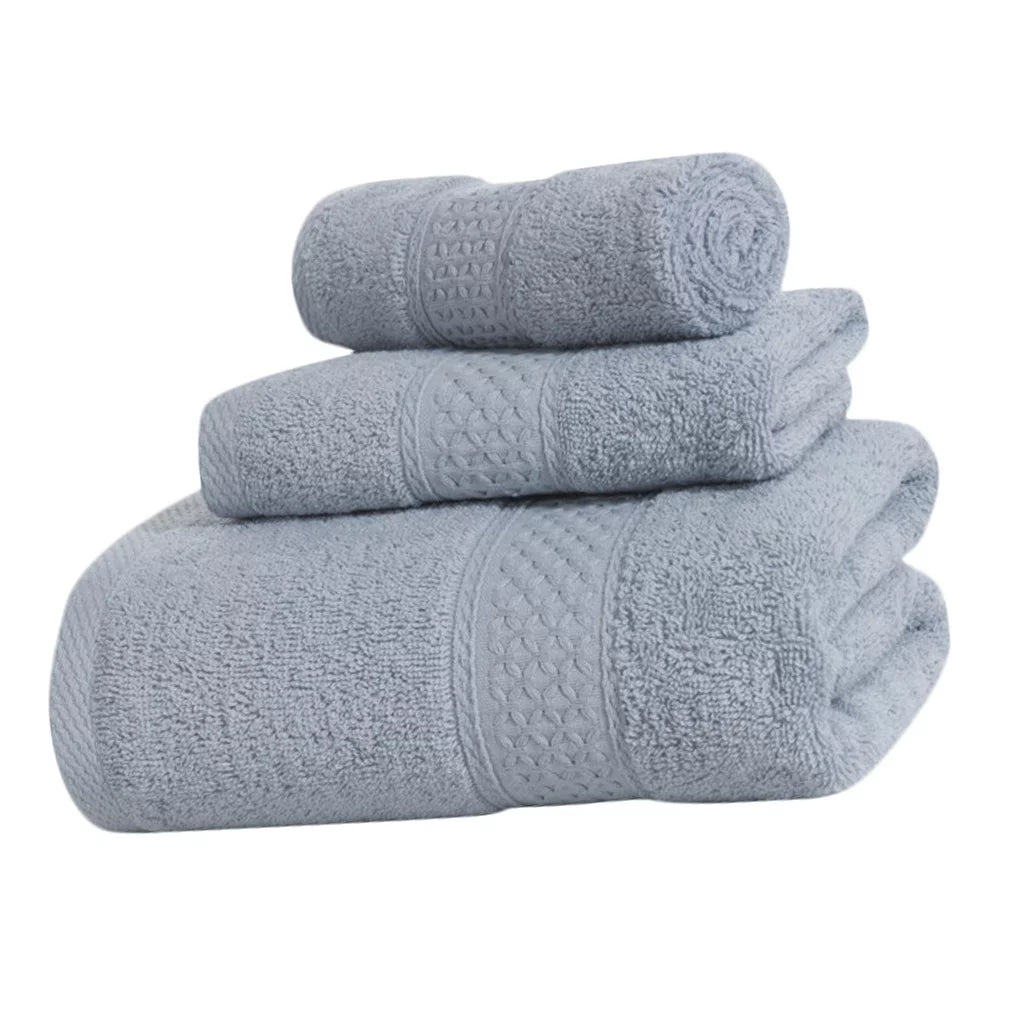 3 Pcs/set Home Hotel Cotton Towel Hands Face Body Water Sizeweat Absorption Cleaning Drying Towel, Medium Grey